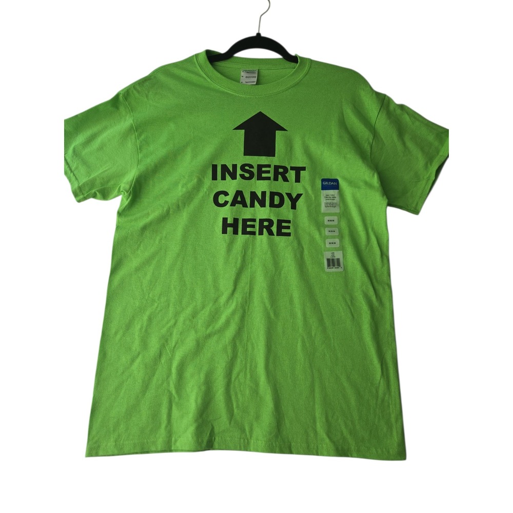 Halloween Insert Candy T Shirt Size‎ Medium Green Gildan Heavy Cotton Crew Neck